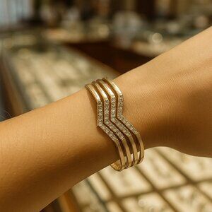 Nicole Miller 8 " Gold Bracelet with Rhinestones Called  Bad Girl Pearl  NWT